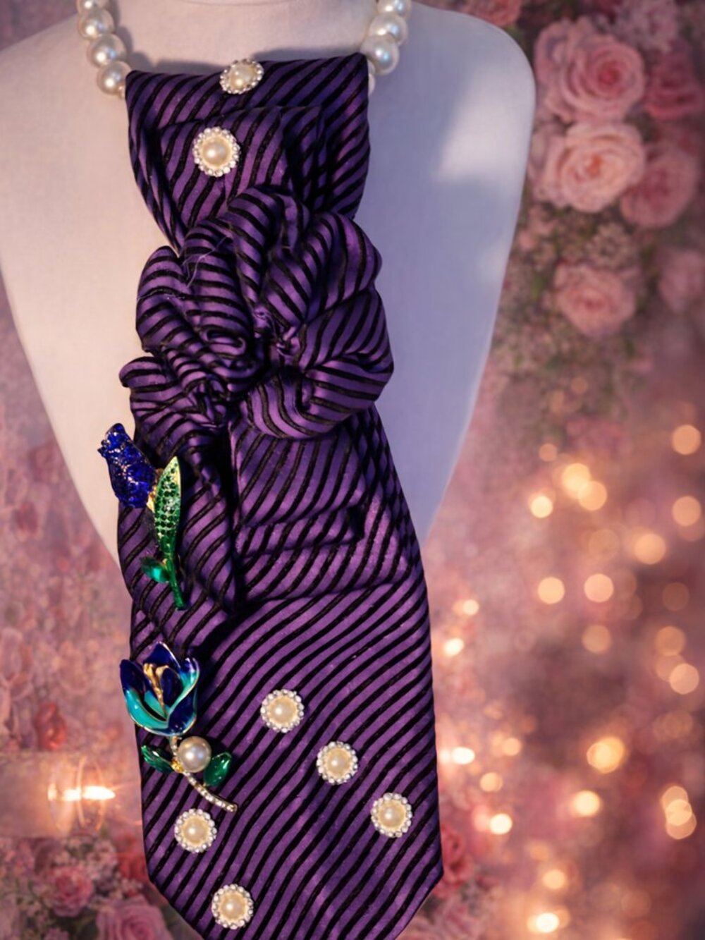 Purple Grow In Grace Silk Necktie Necklace